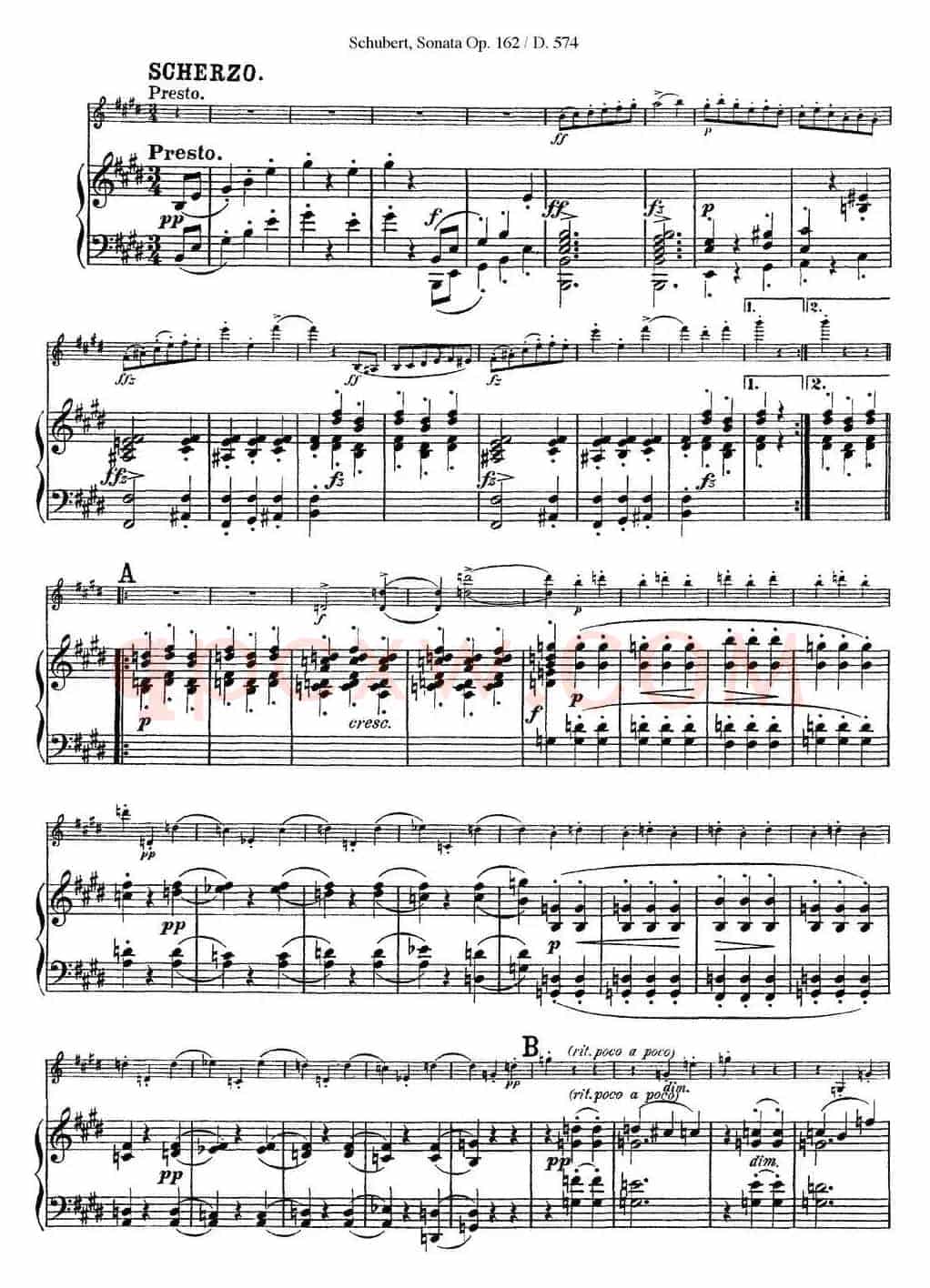 Violin Sonata in A major Op.162 D.574（小提琴+钢琴伴奏）