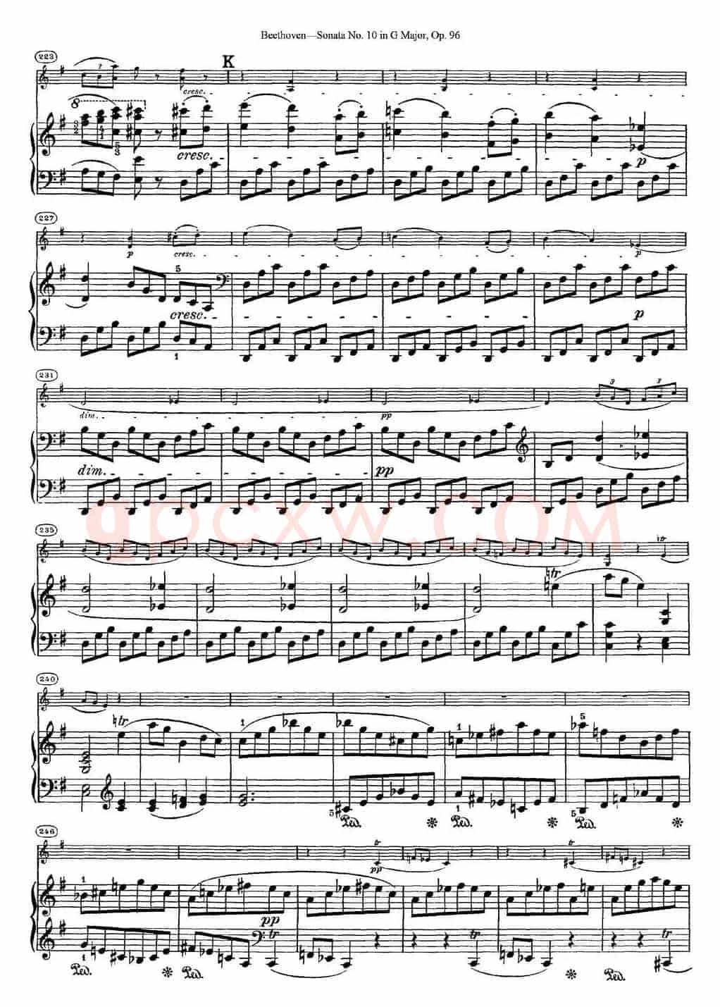 Violin Sonata No.10 in G Major Op.96（小提琴+钢琴伴奏）
