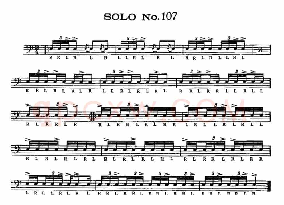 美国军鼓 SOLO No.106-110（爵士鼓谱）