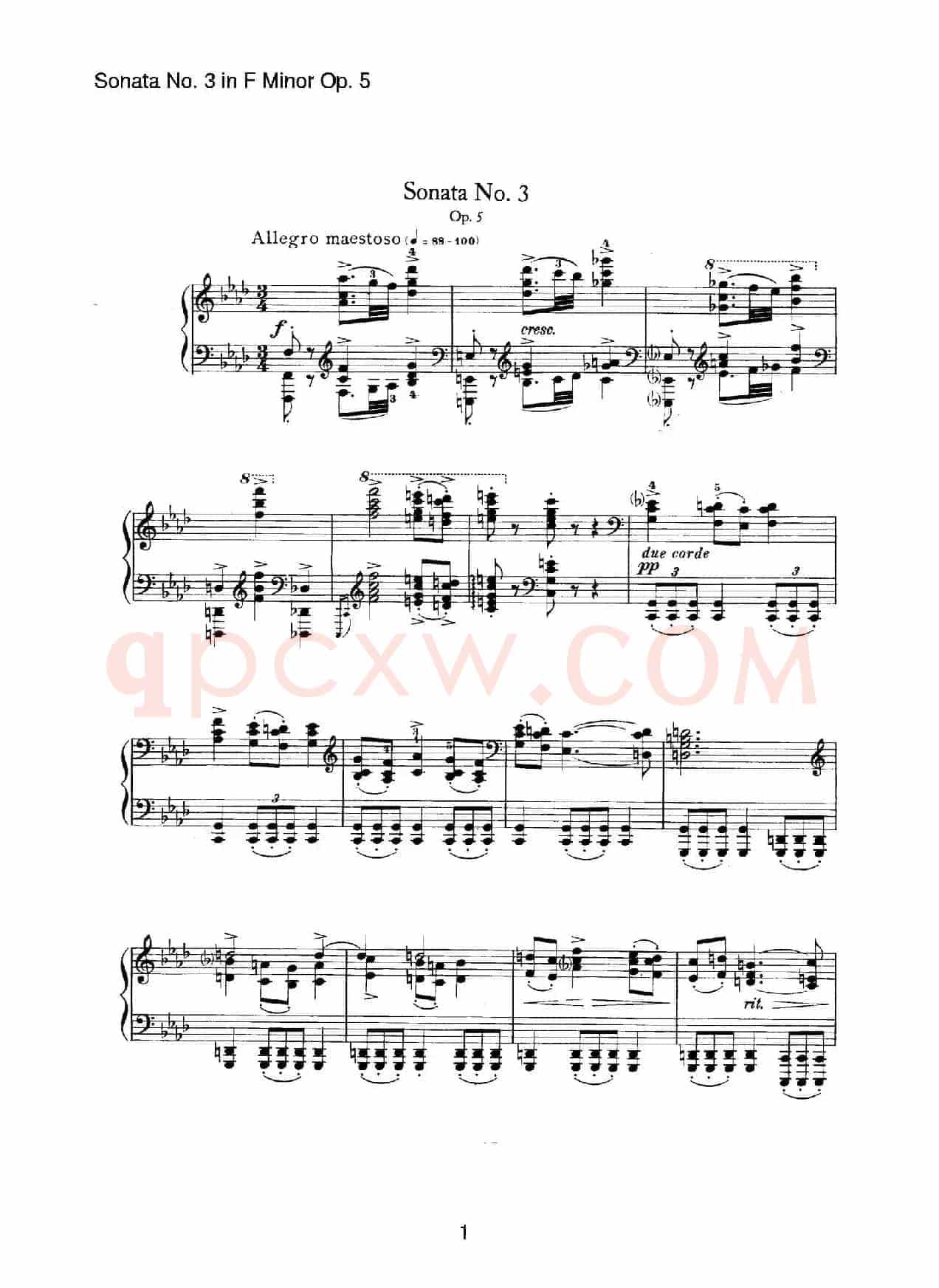 Piano Sonata No.3 in f Minor Op.5(f小调第三钢琴奏鸣曲)