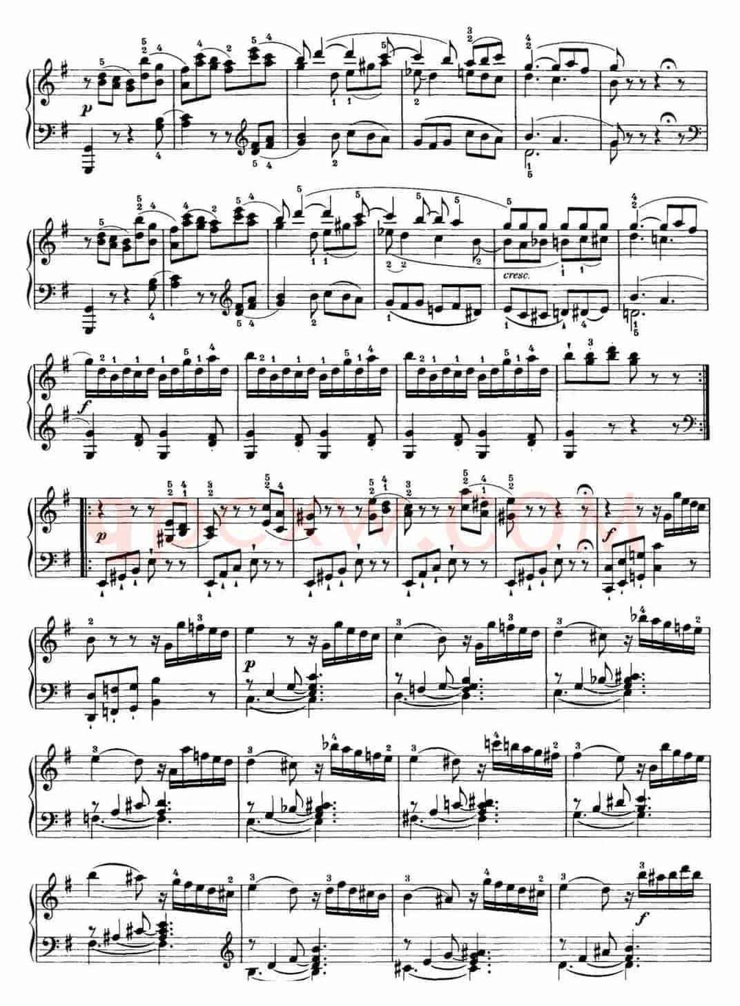 海顿 钢琴奏鸣曲 Hob XVI 34 in E minor
