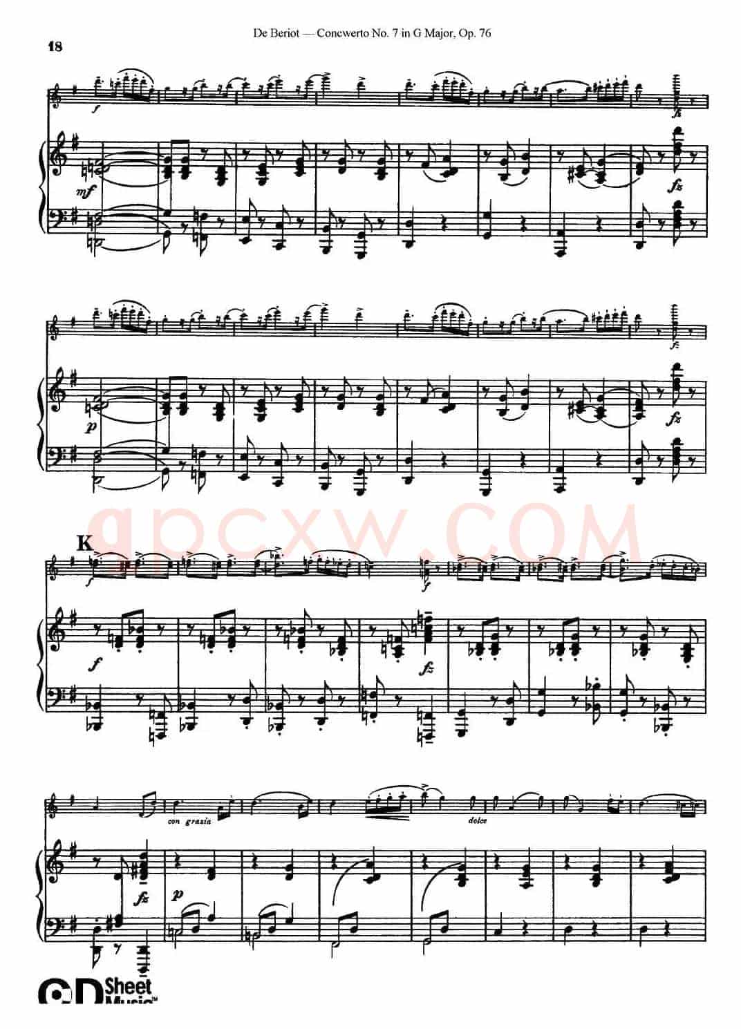 G大调第七协奏曲（Concerto No.7 in G Major）Op.76（小提琴+钢琴伴奏）