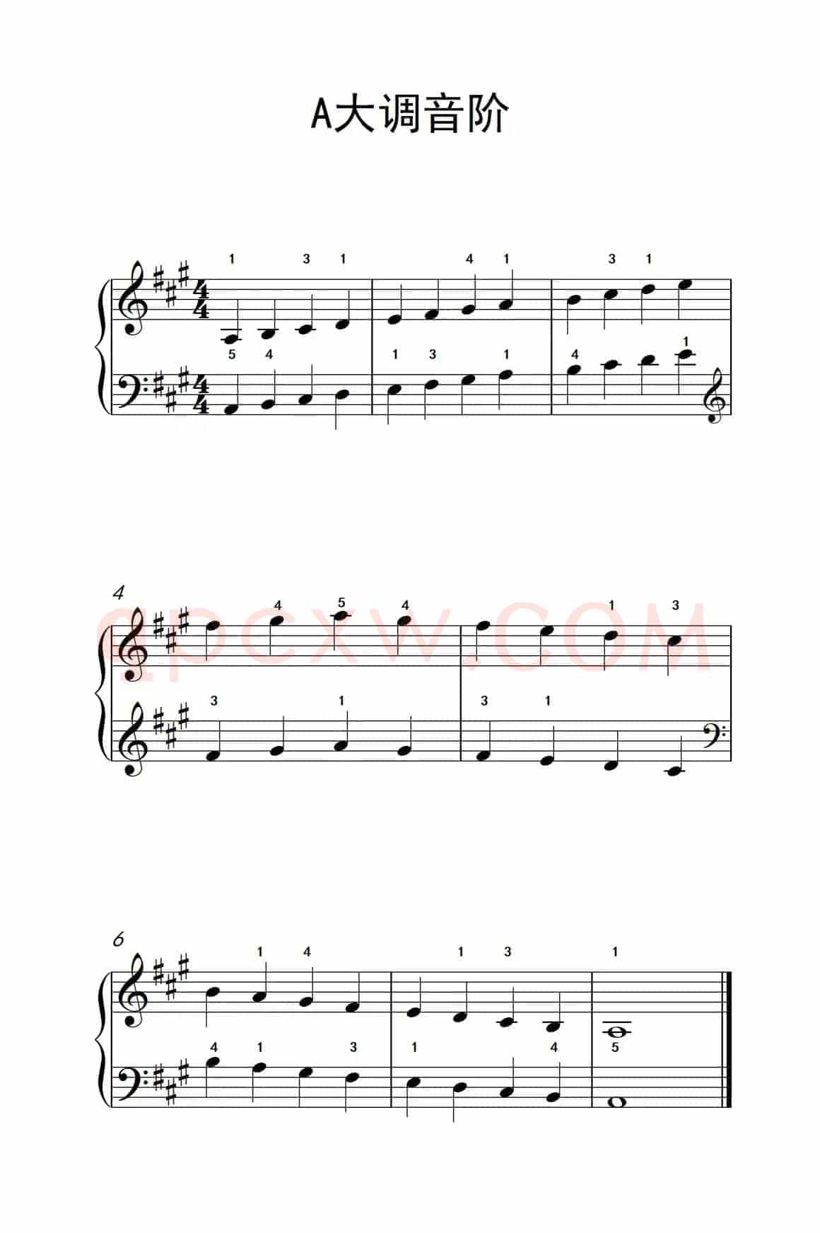 A大调音阶（儿童钢琴练习曲）
