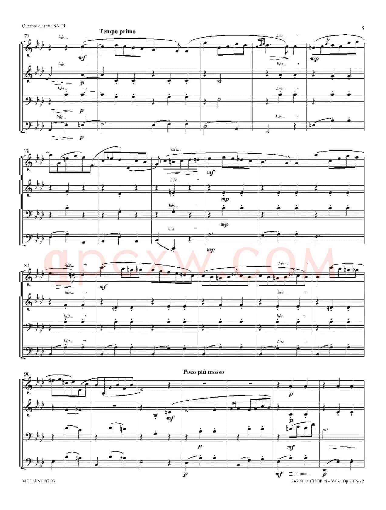 f小调圆舞曲 Op.70 No.2（四重奏总谱）