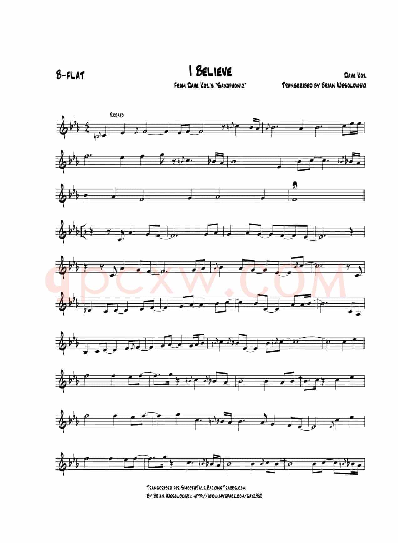 I Believe（次中音萨克斯）