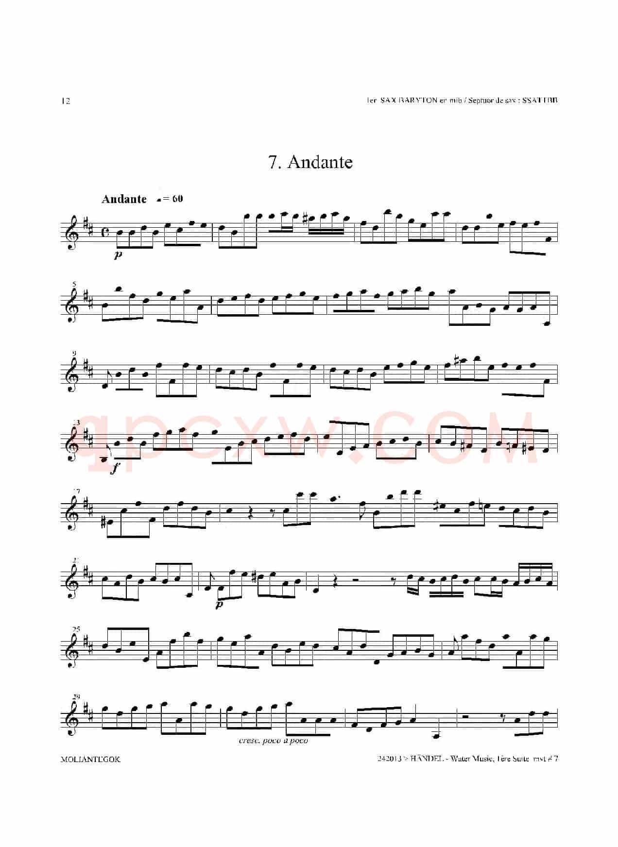 Water Music（HWV.348 No.1）（萨克斯合奏总谱）