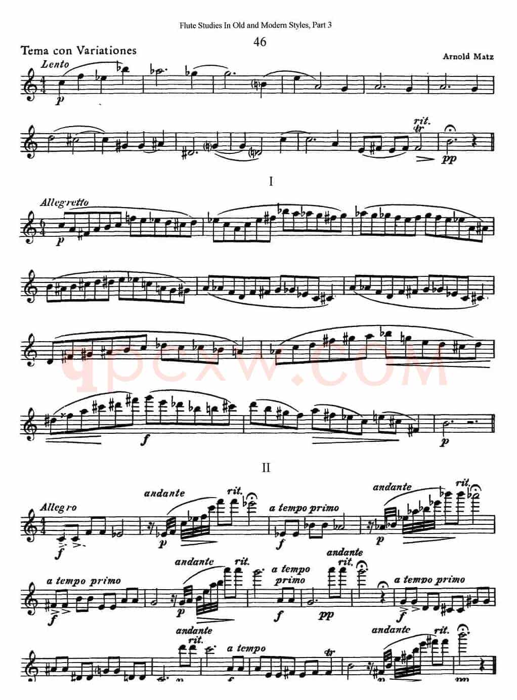 斯勒新老风格长笛练习重奏曲（第三部分）（NO.46）