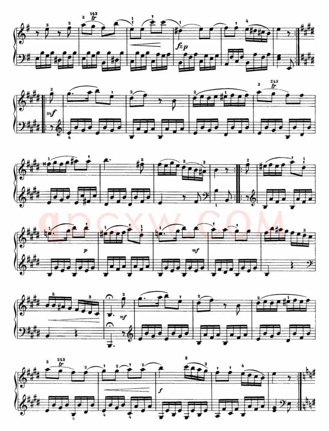 海顿 钢琴奏鸣曲 Hob XVI 34 in E minor