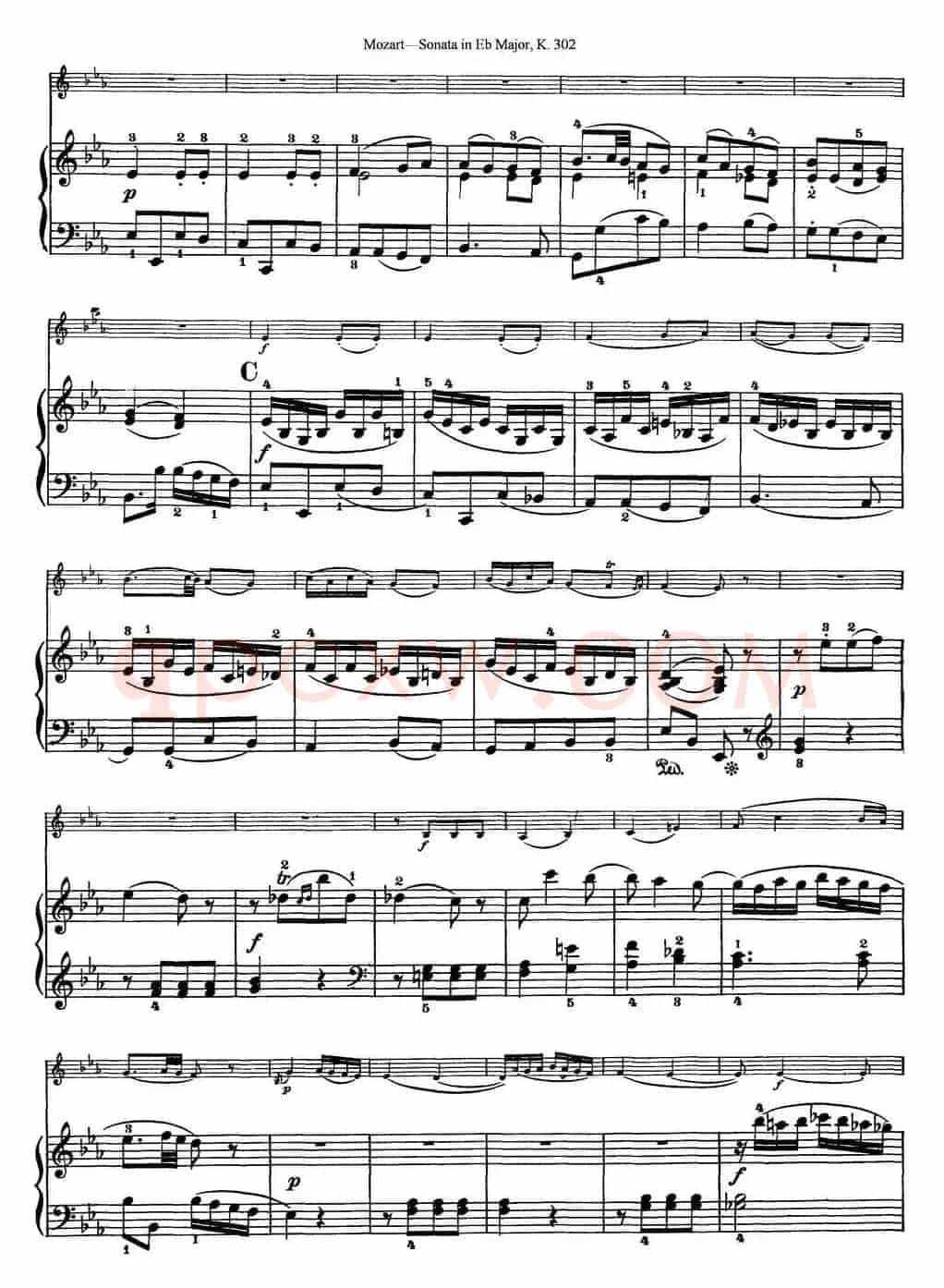 Violin Sonata in Eb Major K.302（小提琴+钢琴伴奏）