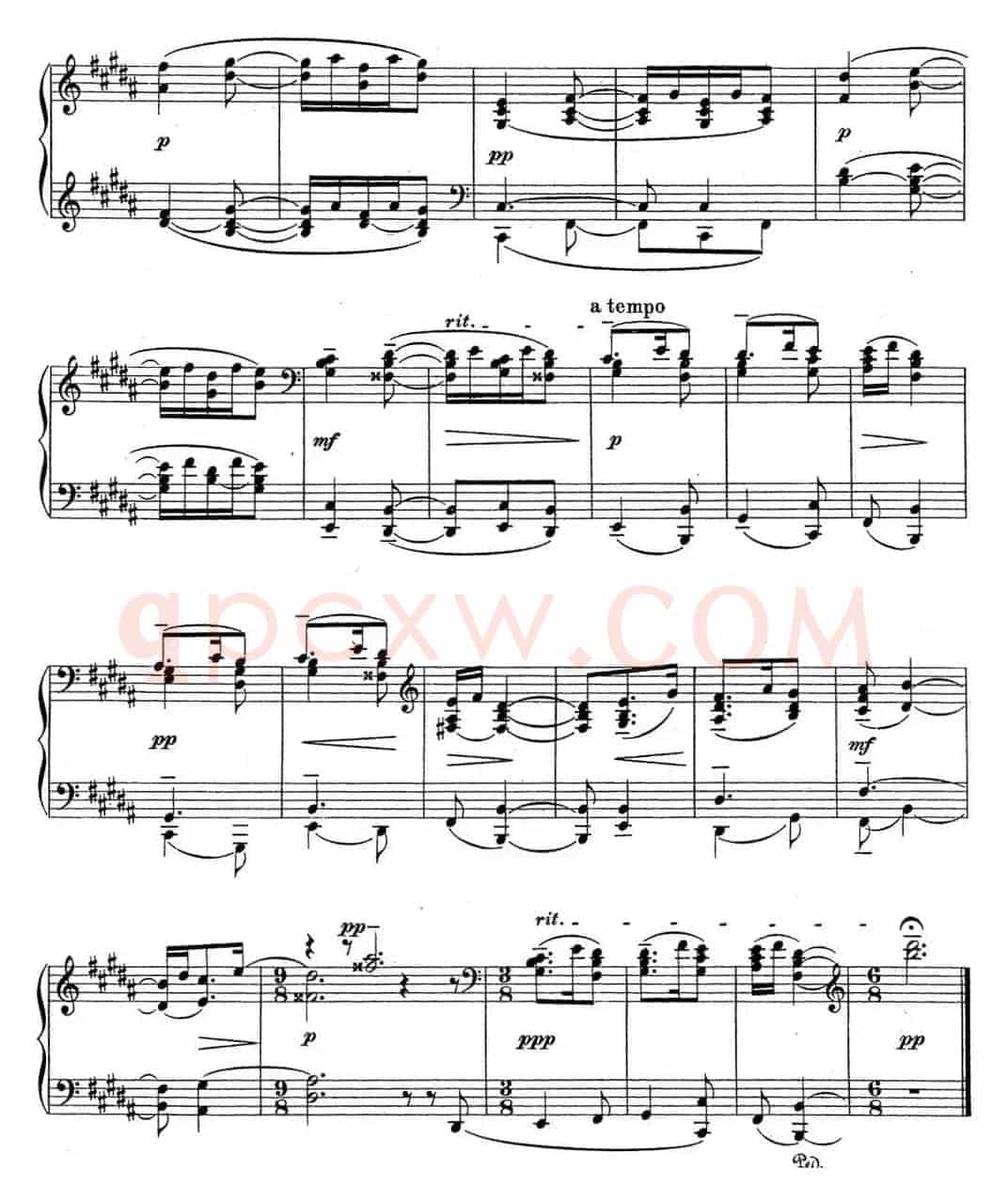 拉赫玛尼诺夫 钢琴前奏曲22 B大调 Op.32 No.11