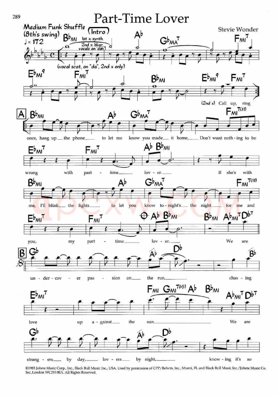 Part-Time Lover（爵士钢琴曲）