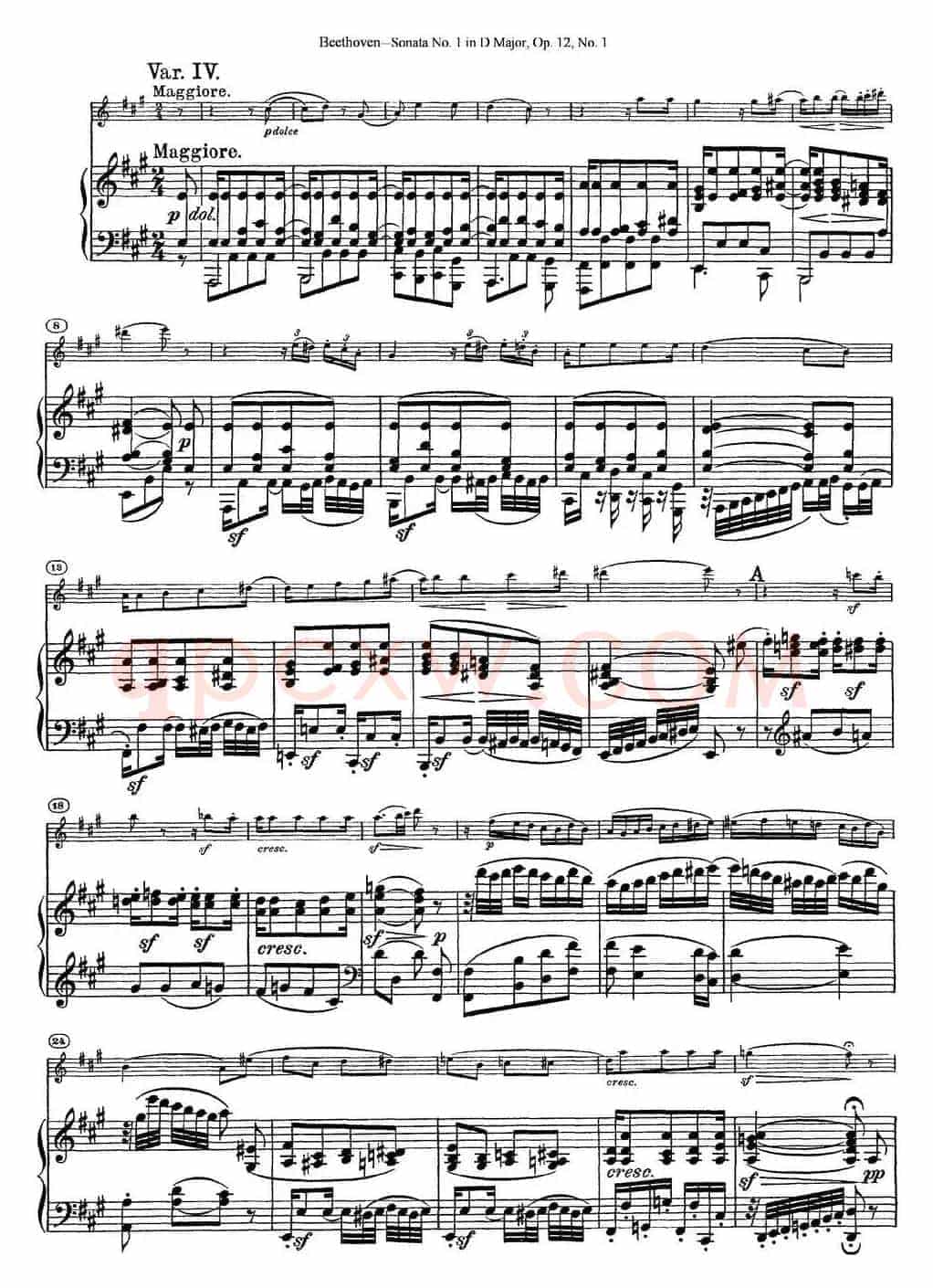 Violin Sonata No.1 in D Major Op.12 No.1（小提琴+钢琴伴奏）