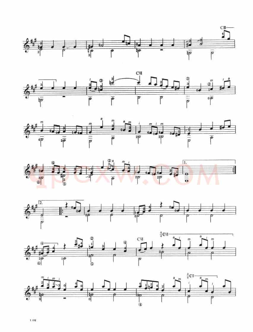 古典吉他考级八级外国乐曲A组（4、A大调奏鸣曲）