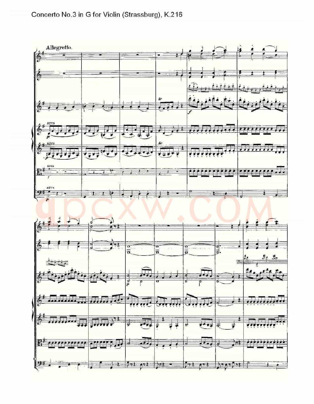 Concerto No.3 in G for Violin K.216(G调小提琴第三协奏曲, K)