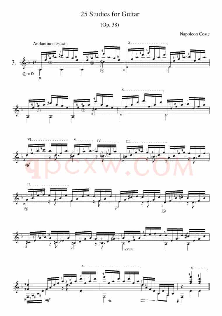 Napoleon Coste《25 Studies,Op.38》（STUDY 3）