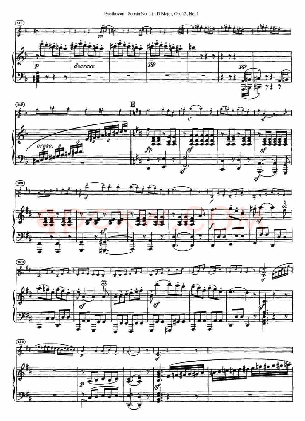 Violin Sonata No.1 in D Major Op.12 No.1（小提琴+钢琴伴奏）