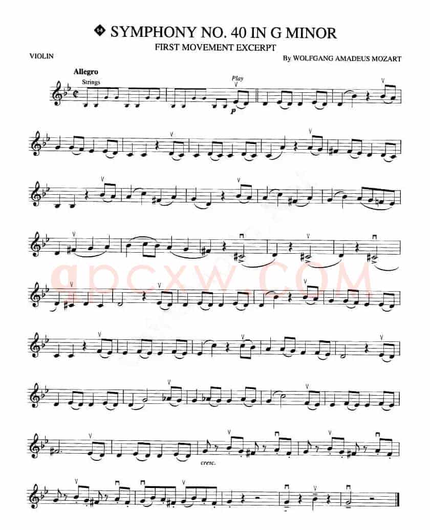 SYMPHONY No.40 IN G MINOR(小提琴谱)