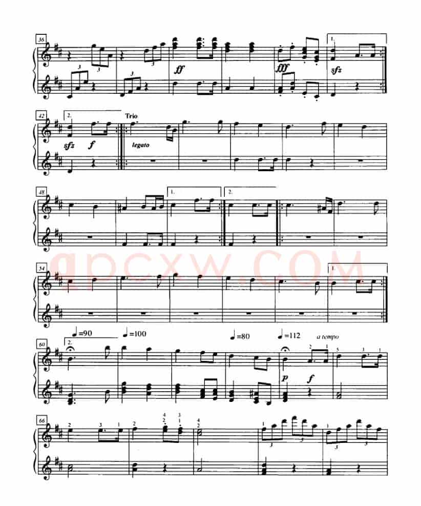 D大调小步舞曲（四手联弹第一钢琴）