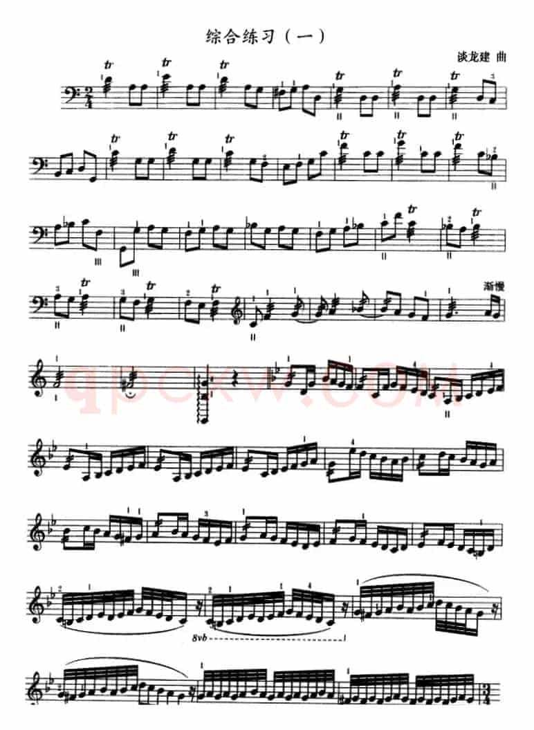 三弦综合练习曲（五线谱）