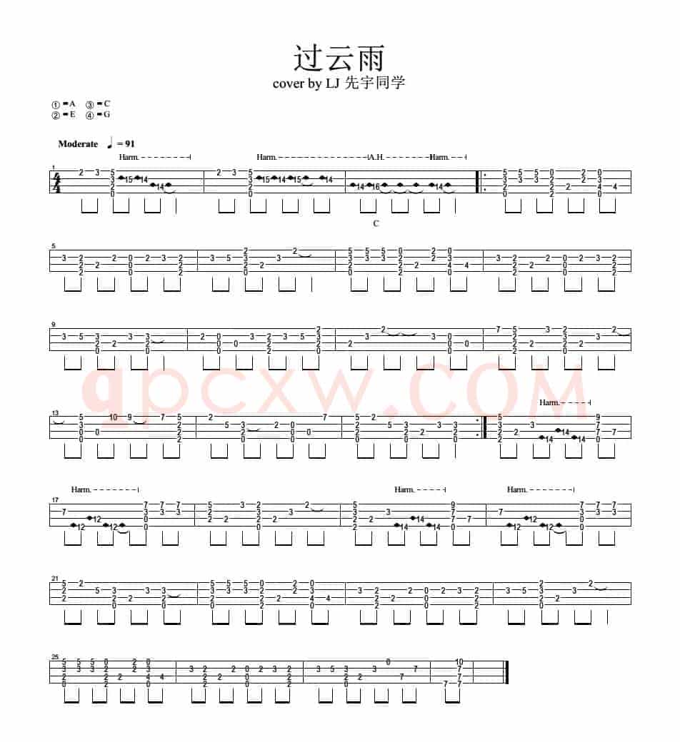 过云雨（尤克里里指弹谱）