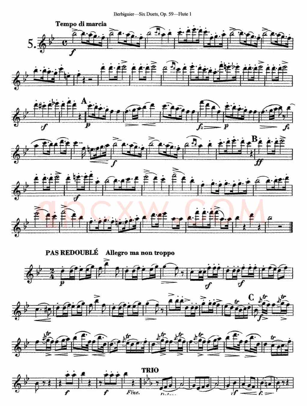 博比格6首长笛二重奏练习曲Op.59（Flute 1）