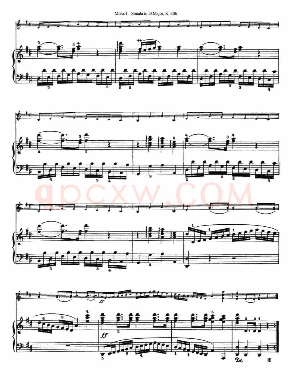 Violin Sonata in D Major K.306（小提琴+钢琴伴奏）