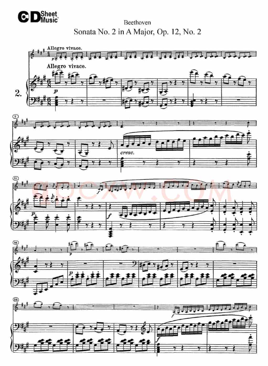 Violin Sonata No.2 in A Major Op.12 No.2（小提琴+钢琴伴奏）