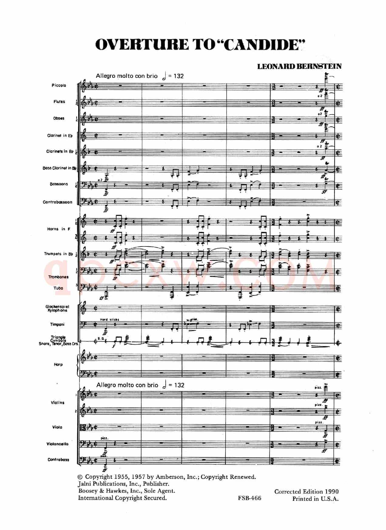 OVERTURE TO CANDIDE(《坎迪德》序曲)(交响乐总谱)