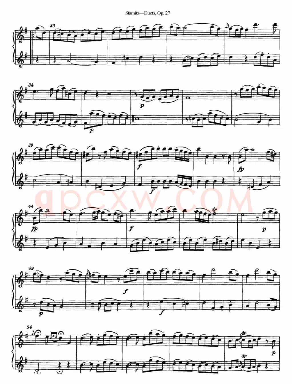 斯塔米茨二重奏长笛练习曲Op.27（No.1）