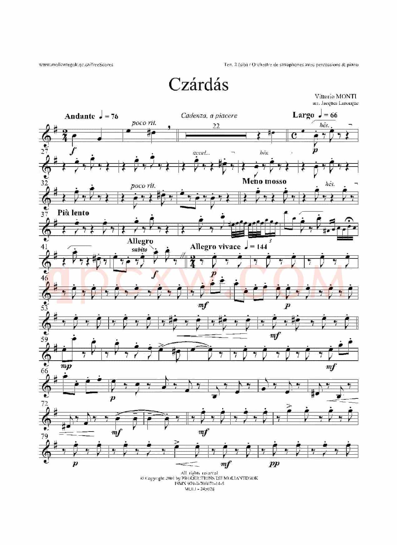 Czardas 查尔达斯（15重奏）（3支次中音萨克斯）