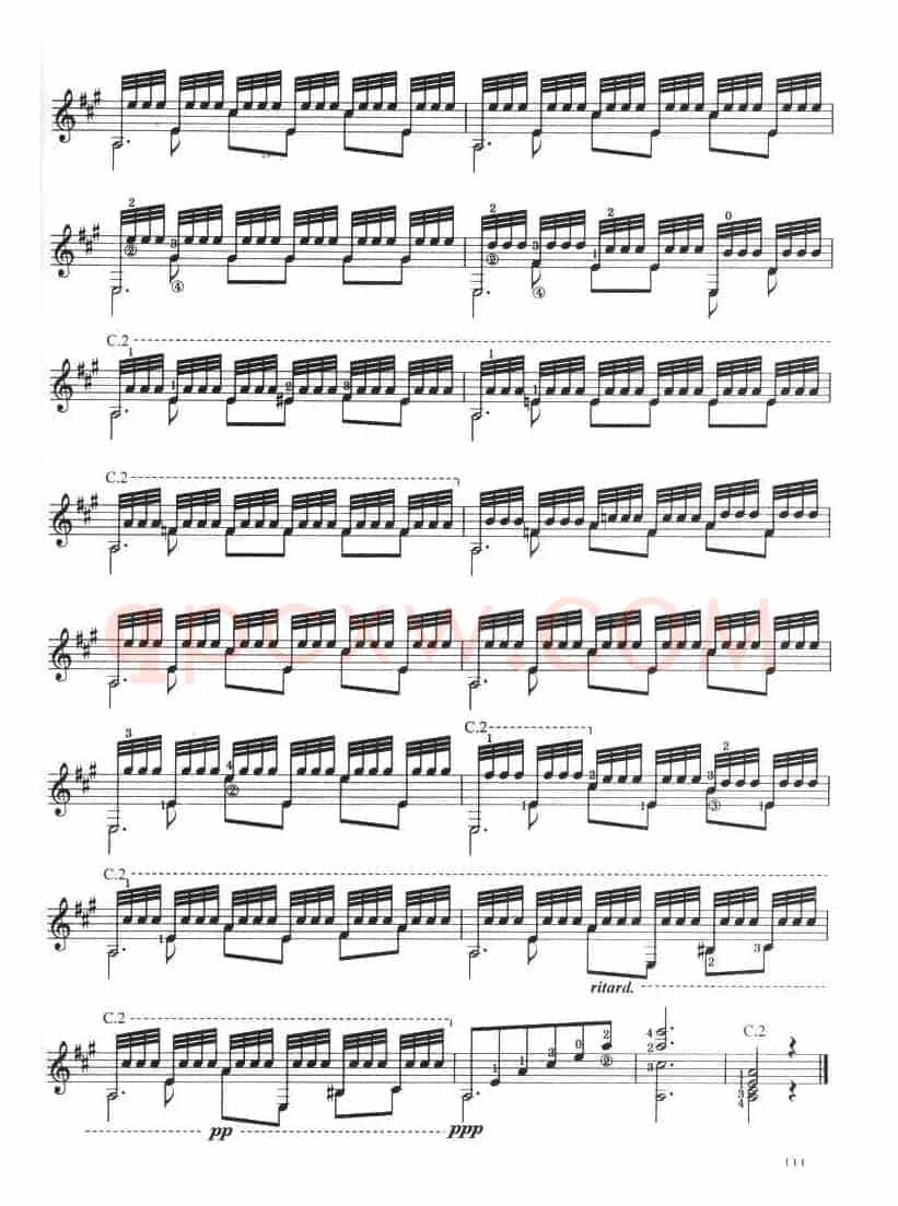 古典吉他考级七级外国乐曲A组（4、阿尔汗布拉宫的回忆）
