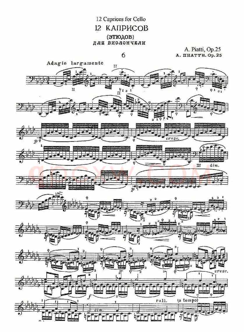 PIATTI 12 Caprices 之6（大提琴）