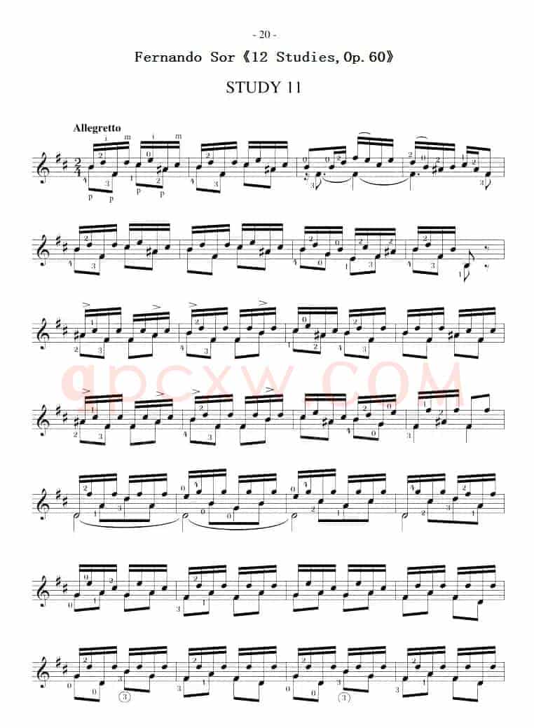 Fernando Sor《12 Studies,Op.60》（STUDY 11）
