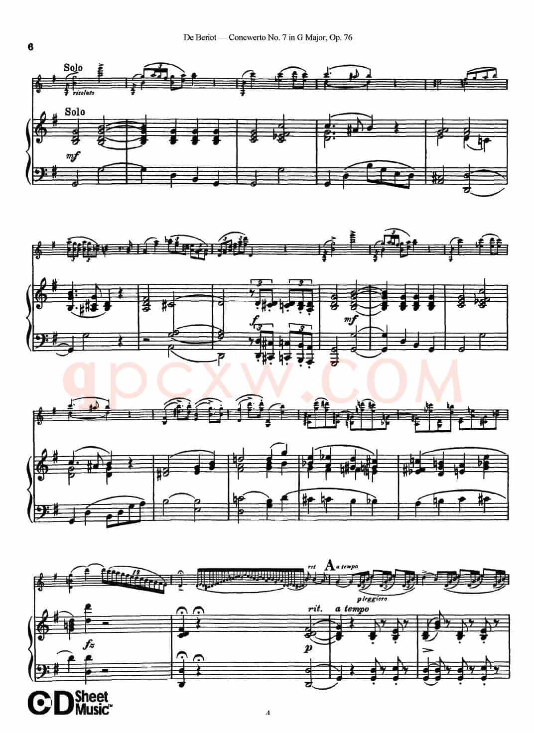 G大调第七协奏曲（Concerto No.7 in G Major）Op.76（小提琴+钢琴伴奏）