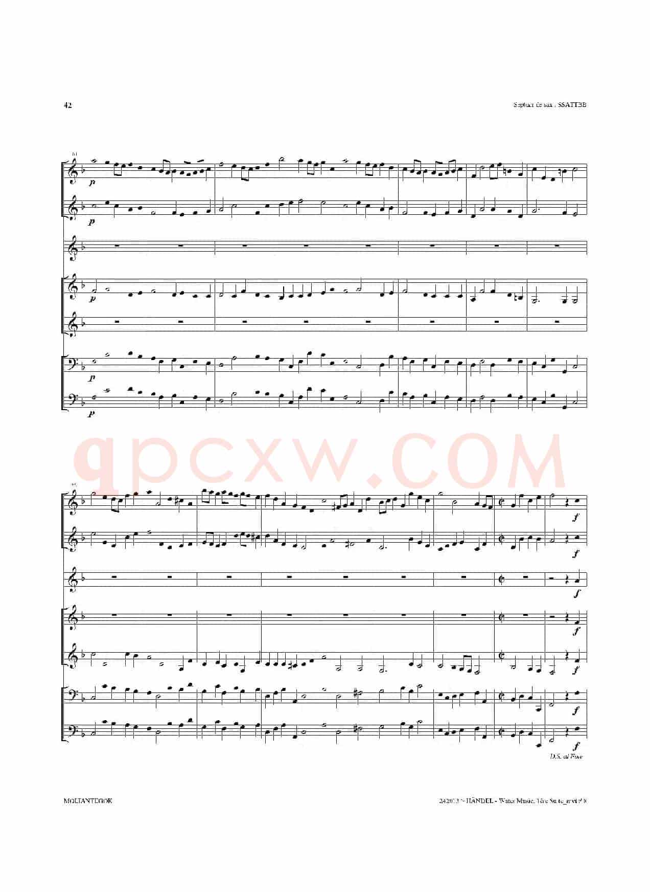 Water Music（HWV.348 No.1）（萨克斯合奏总谱）