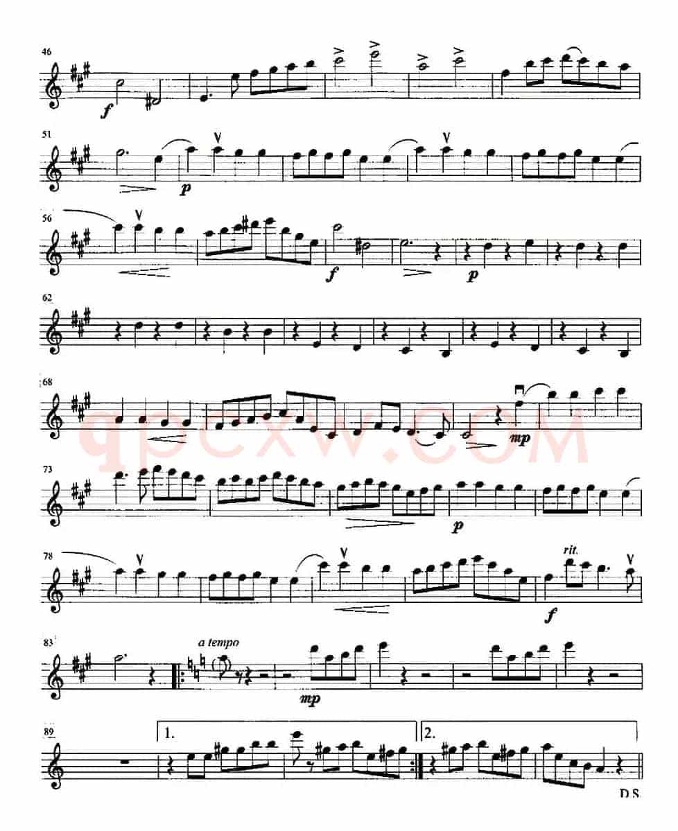 金婚曲（加布瑞尔马利作曲版、四重奏第一小提琴分谱）