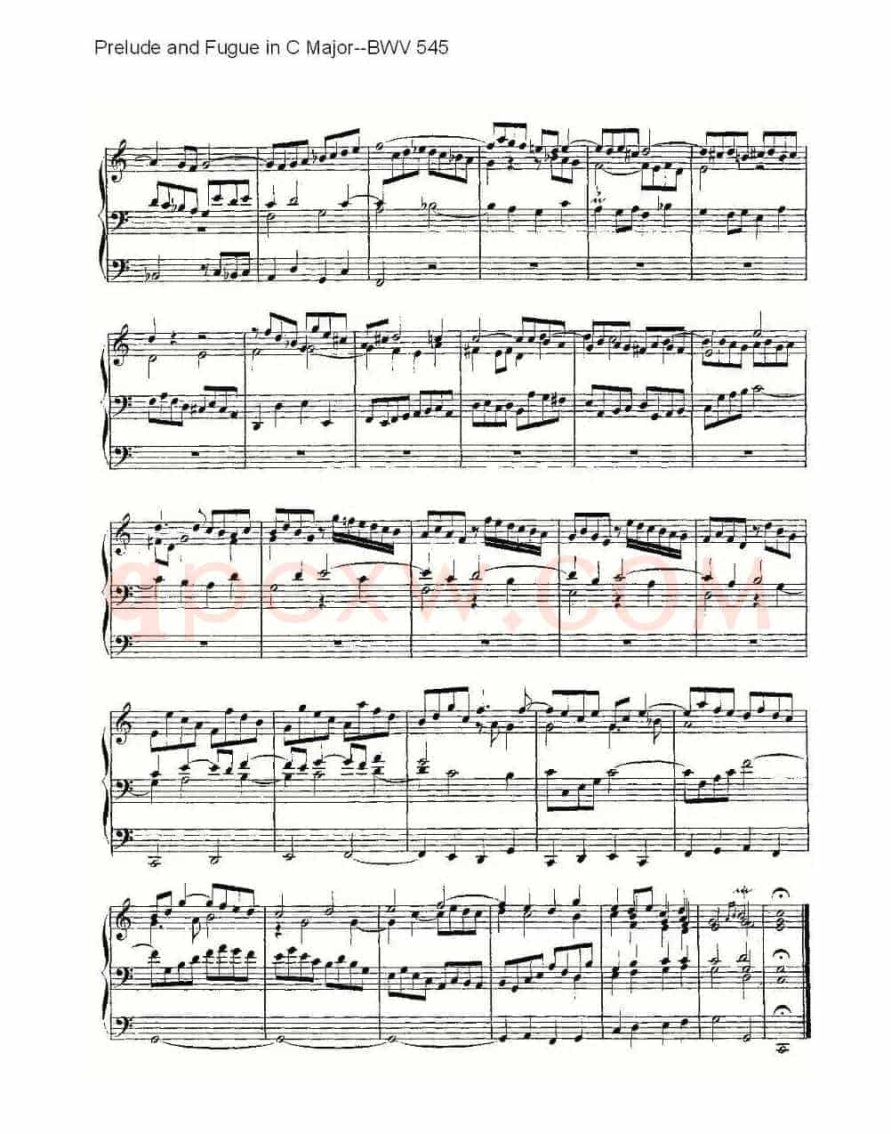 Prelude and Fugue in C Major--BWV 545 (管风琴谱)