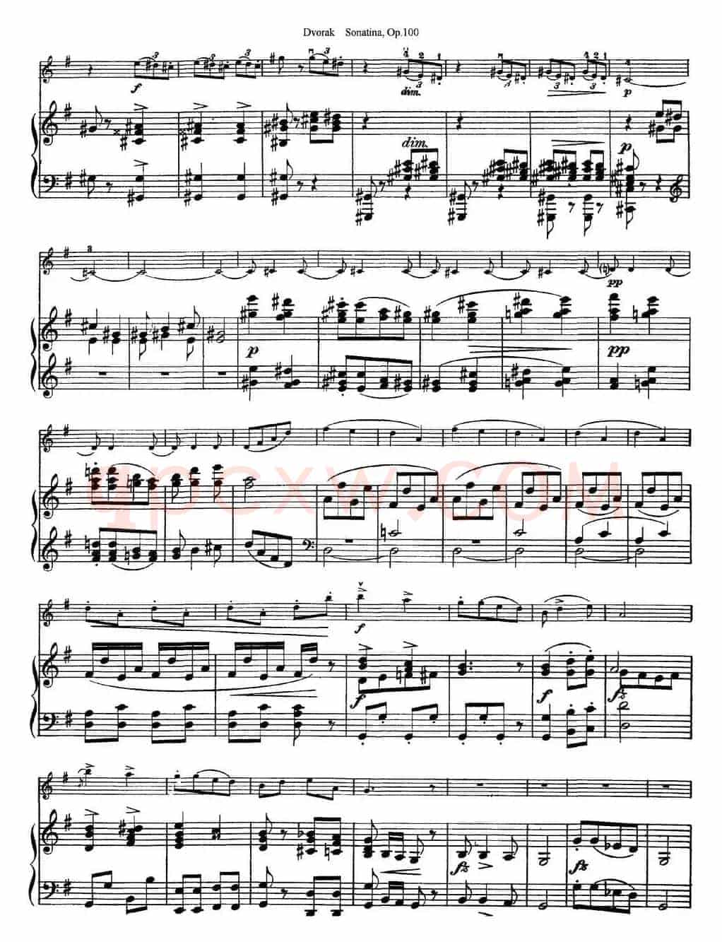 Violin Sonatina Op.100（小提琴+钢琴伴奏）