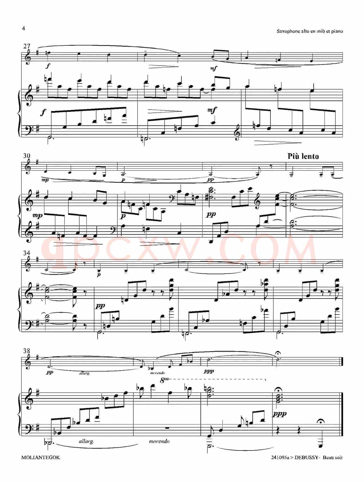 美丽的黄昏（1=G中音萨克斯+钢琴伴奏）