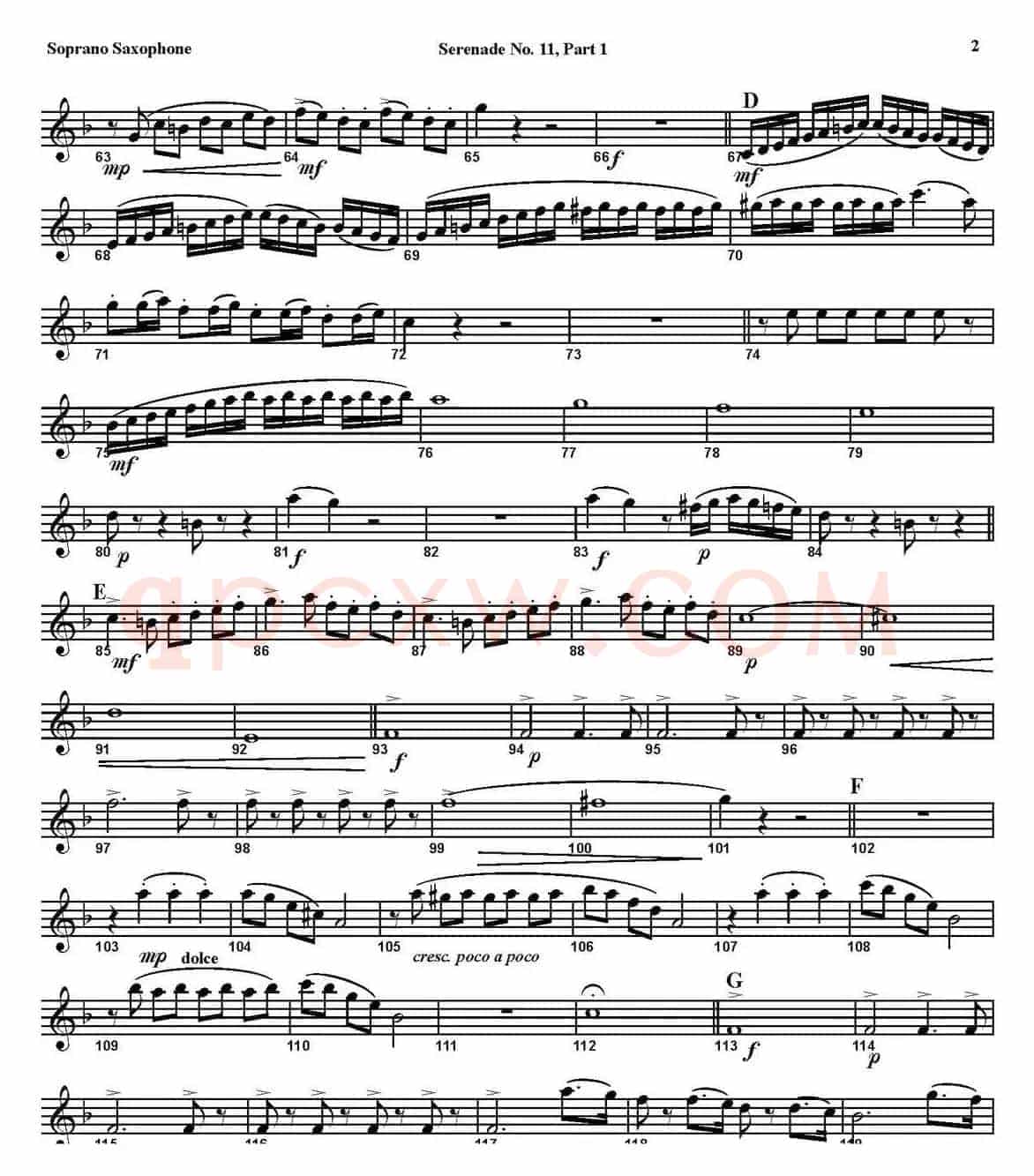 SERENADE No.11 in Eb，K.375 Part 1（四重奏·高音萨克斯分谱）