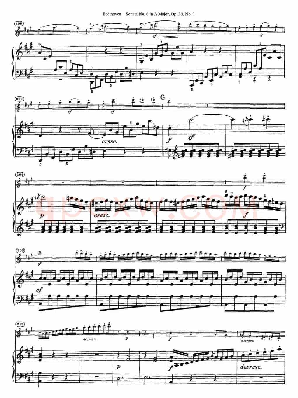Violin Sonata No.6 in A Major Op.30 No.1（小提琴+钢琴伴奏）