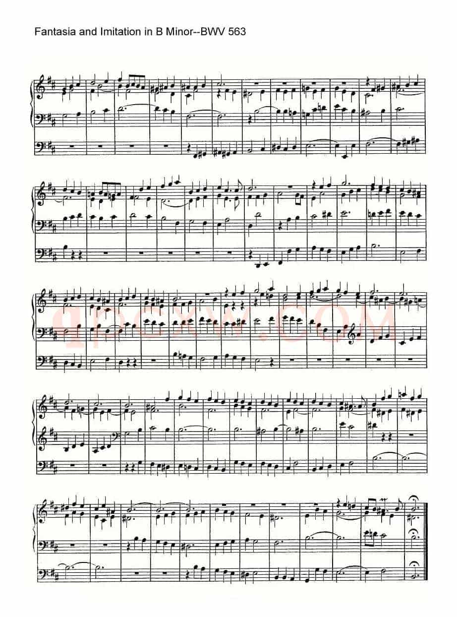 Fantasia and Imitation in B Minor--BWV 563（管风琴谱）