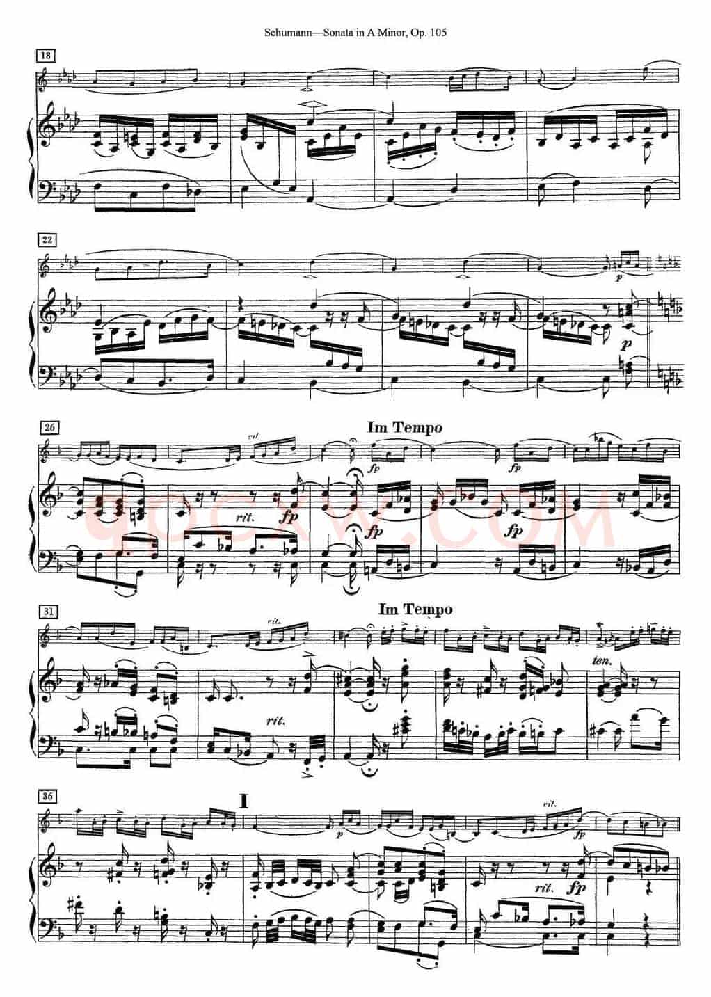 Violin Sonata in A minor Op.105（小提琴+钢琴伴奏）