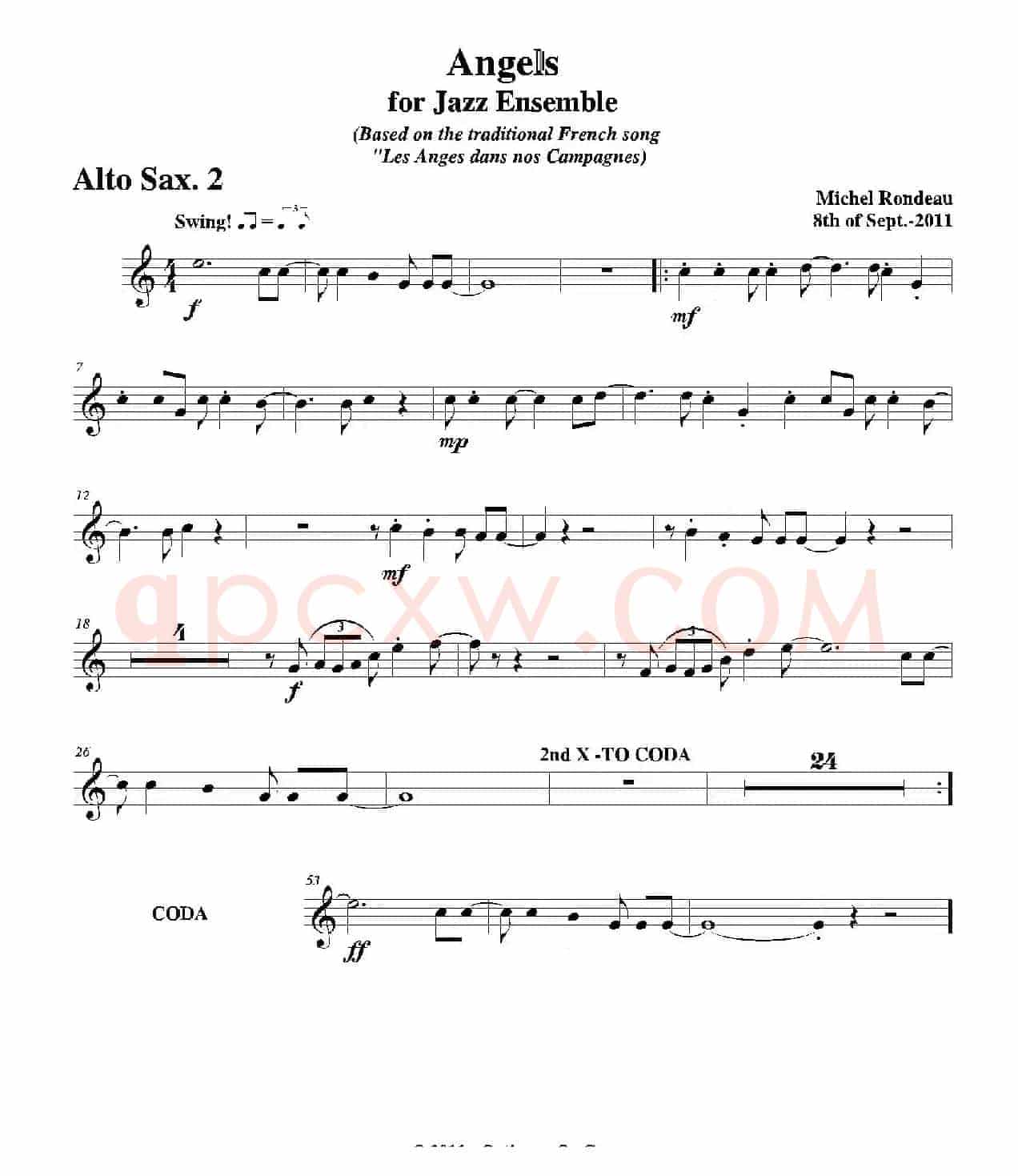 Angels for Jazz Ensemble（第二中音萨克斯分谱）