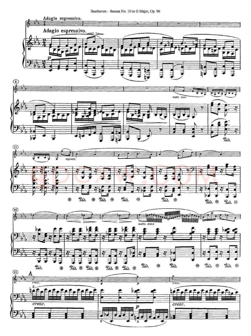 Violin Sonata No.10 in G Major Op.96（小提琴+钢琴伴奏）
