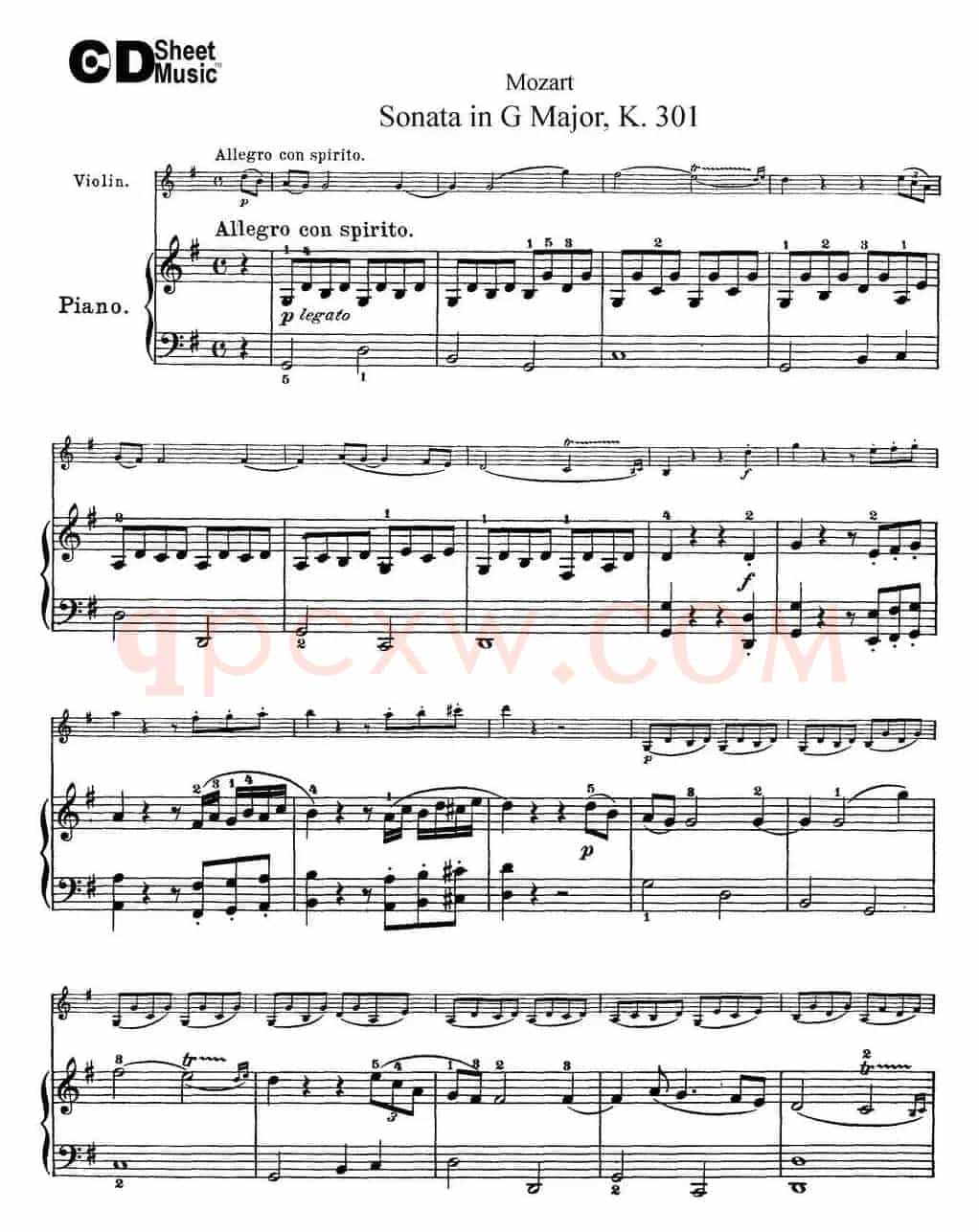Violin Sonata in G Major K.301（小提琴+钢琴伴奏）