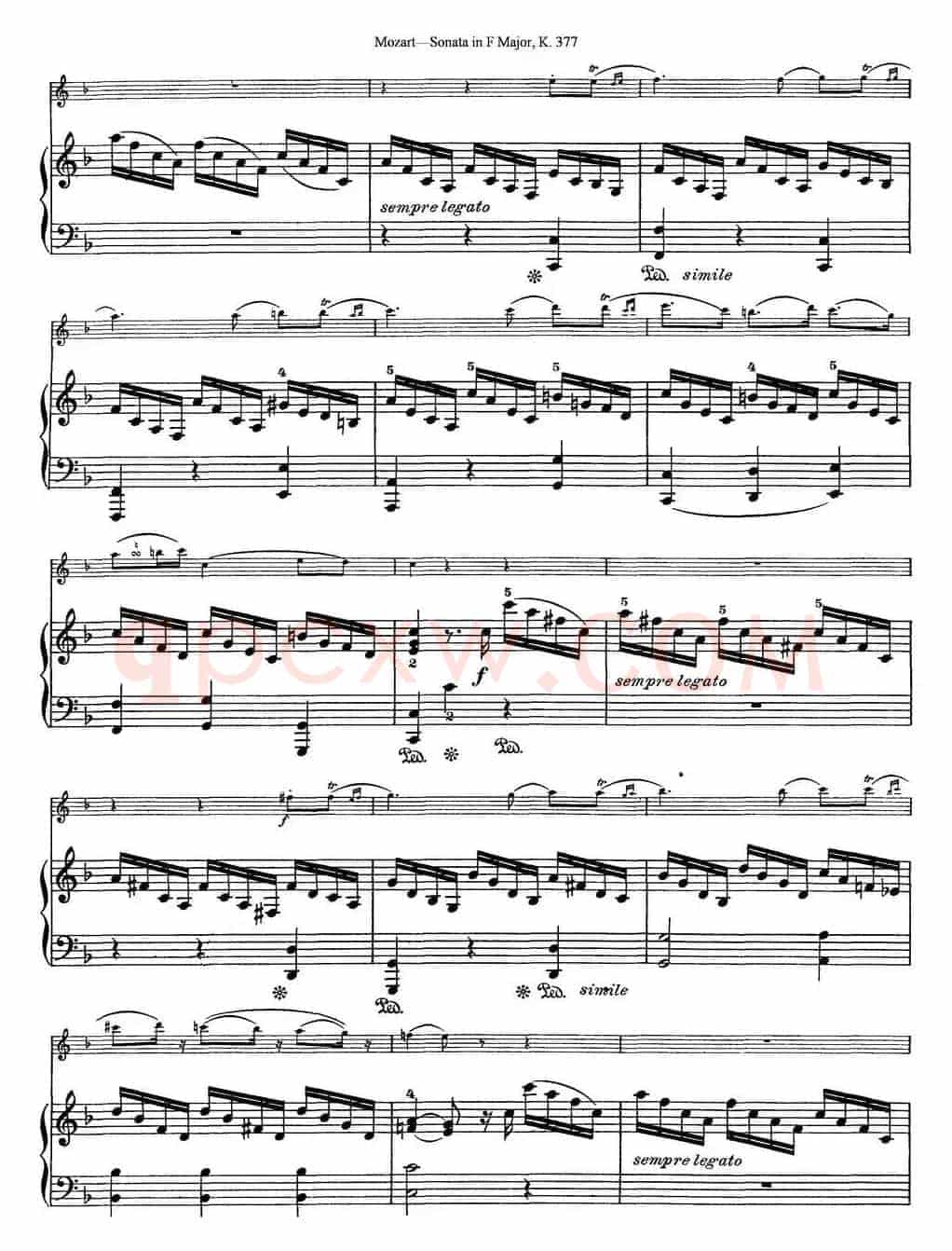 Violin Sonata in F Major K.377（小提琴+钢琴伴奏）