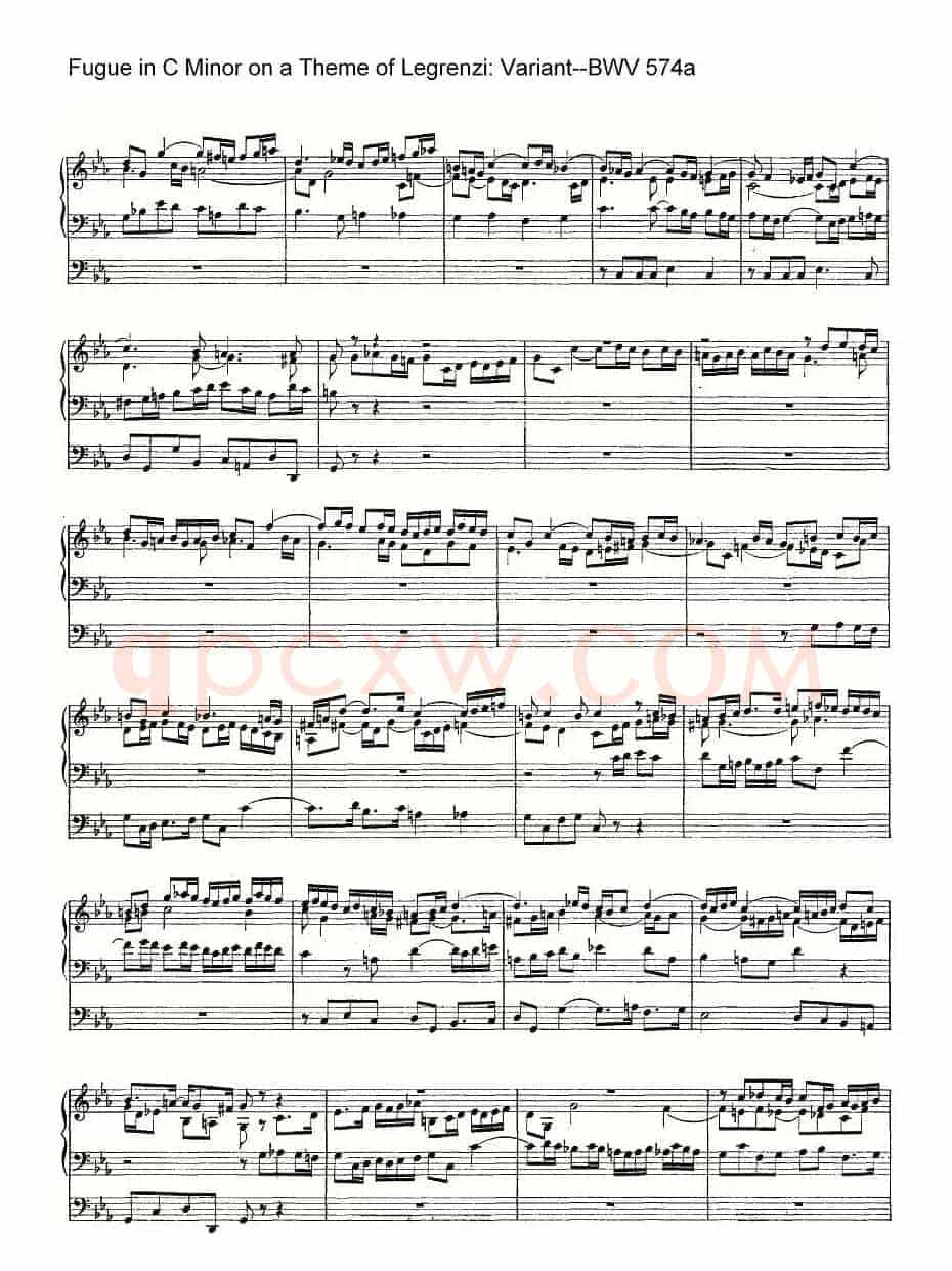 Fugue in C Minor on a Theme of Legrenzi: Variant--BWV 574a（管风琴）