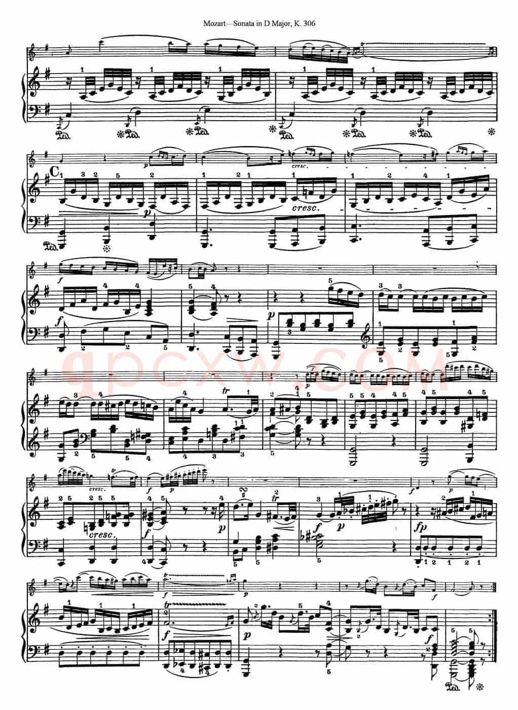 Violin Sonata in D Major K.306（小提琴+钢琴伴奏）