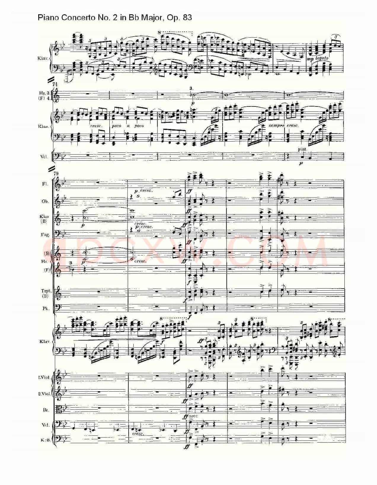Bb大调钢琴第二协奏曲, Op.83第一乐章(一)
